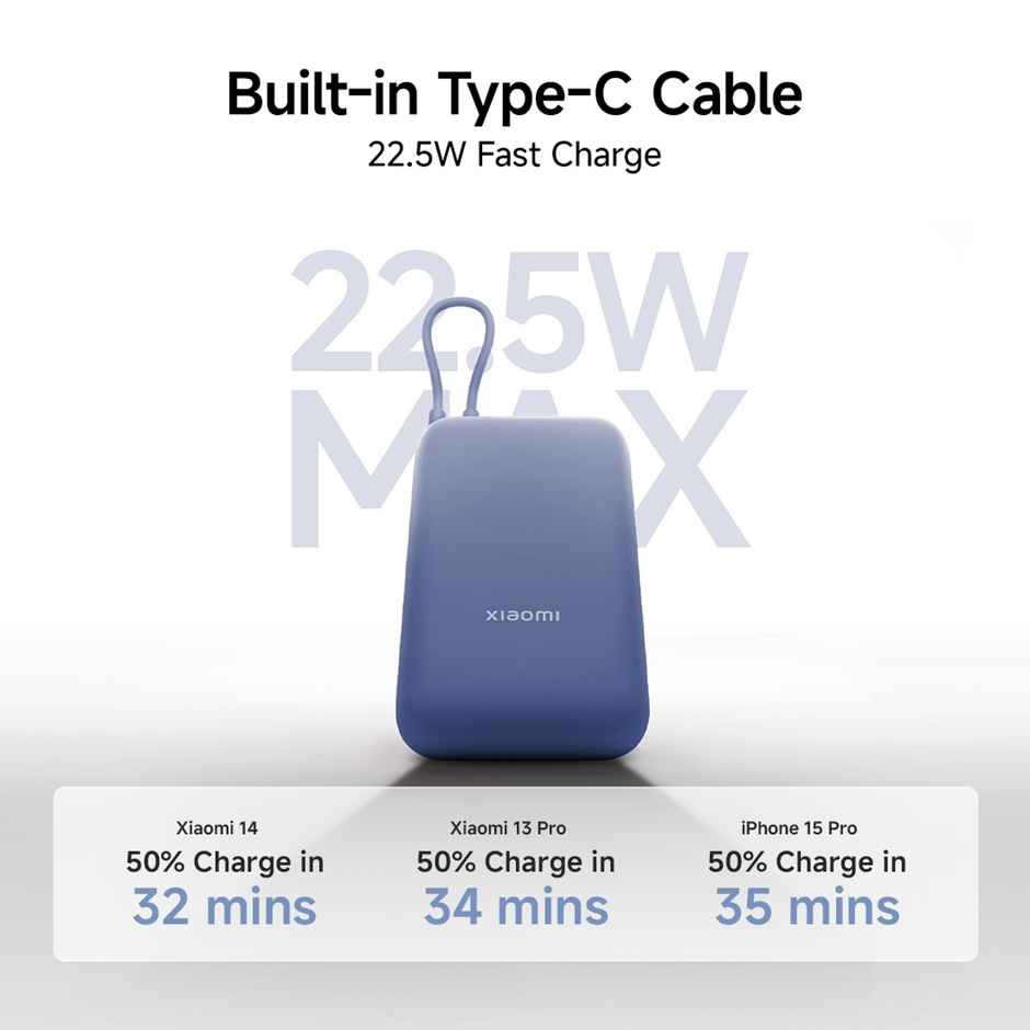 Xiaomi Pocket Power Bank 10000 mAh 22.5W With Built-In Cable