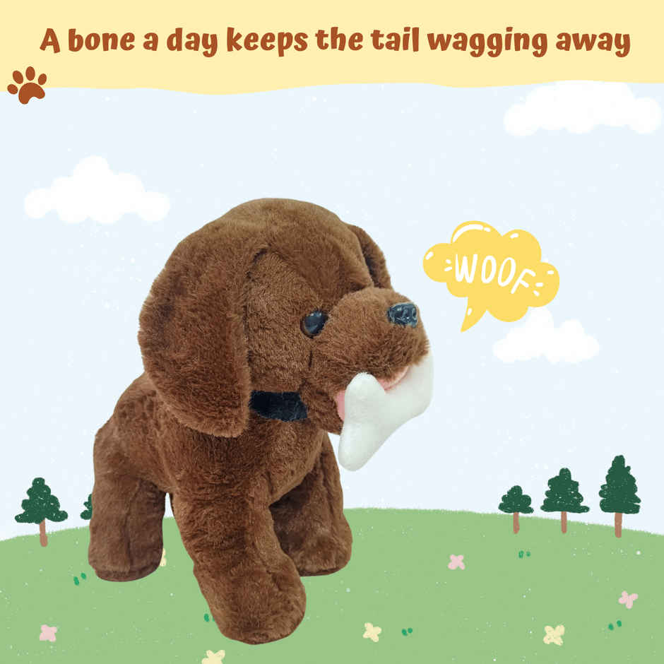 Toytales Hungry Dog 40cm |Soft Toy |Stuffed Animal Toys For Kids|Brown |Animal|For Boys