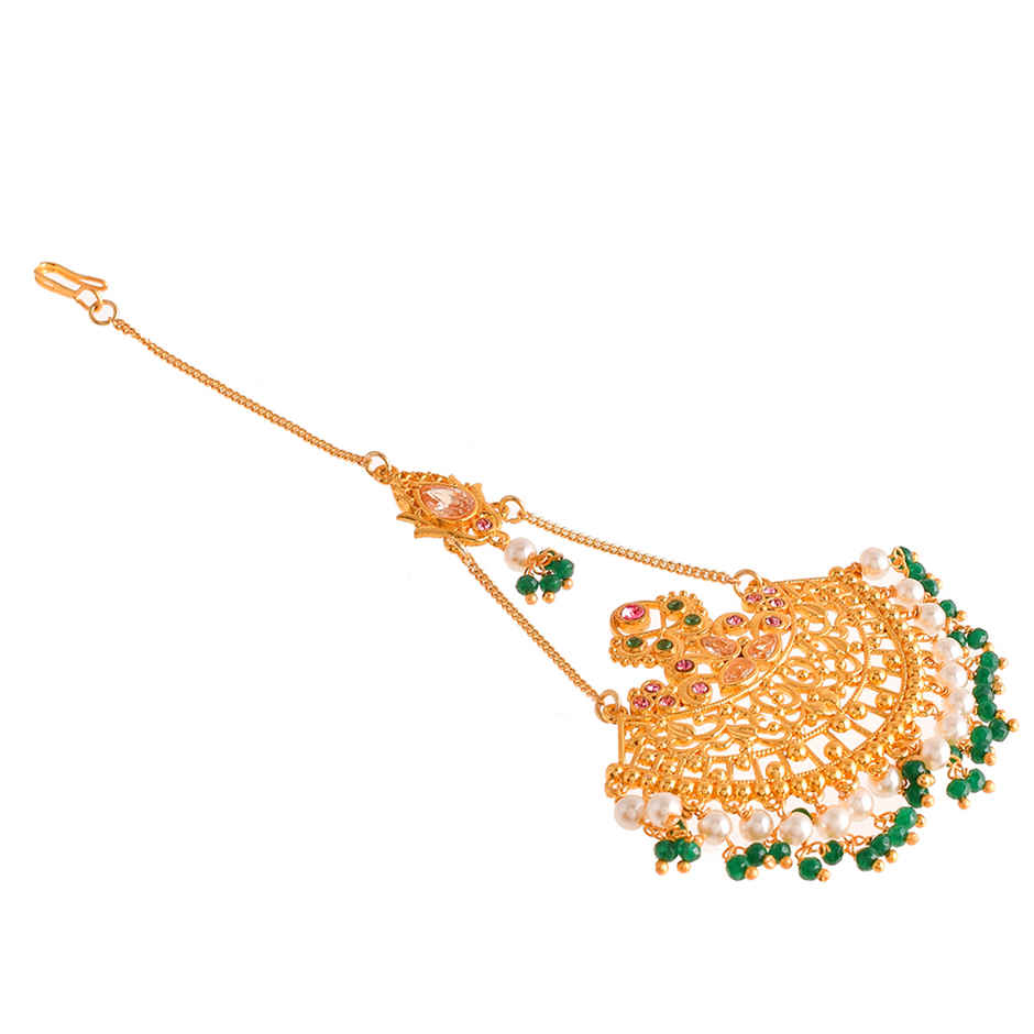 Voylla Abharan Ethnic White Pearls Maang Tika