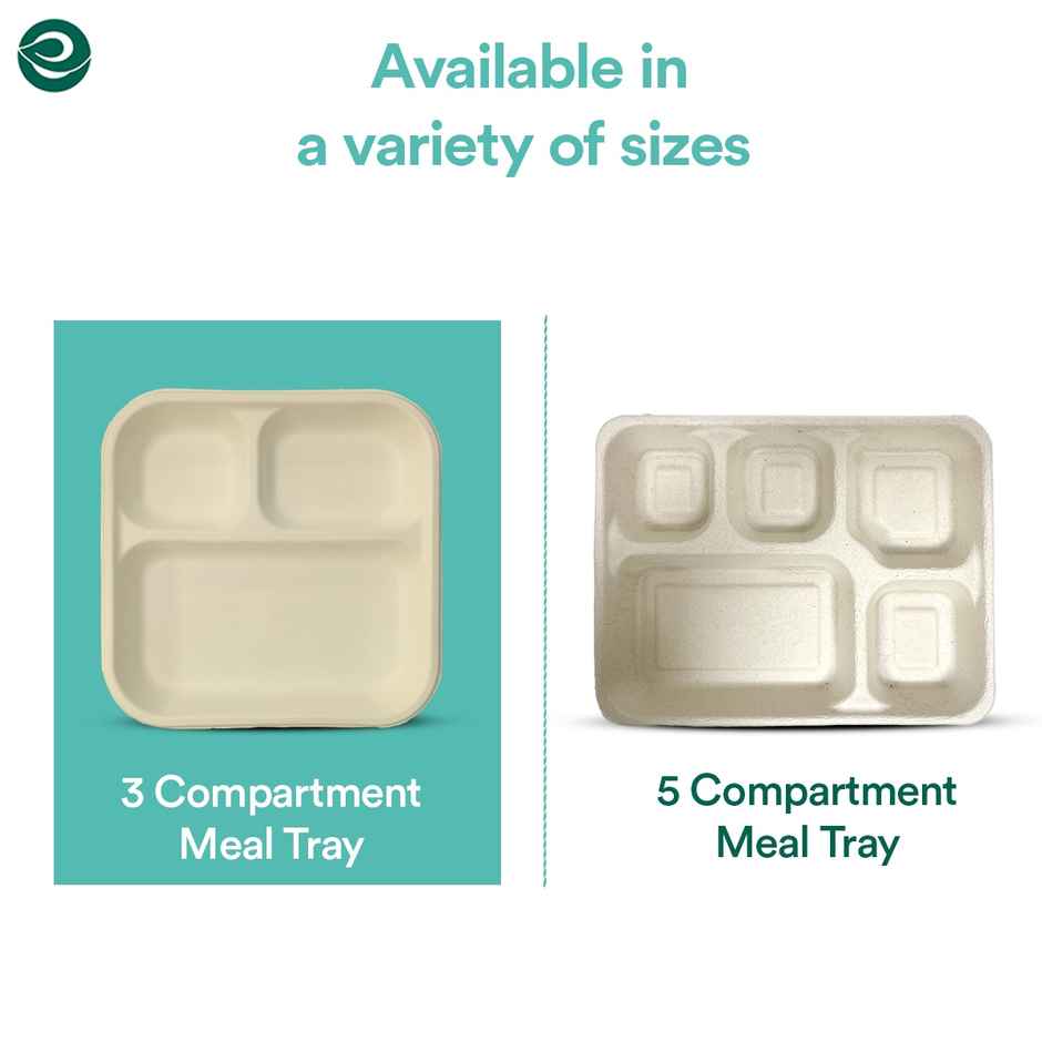Disposable Meal Tray Plate | 3 Compartment | 10 Count | Eco Soul