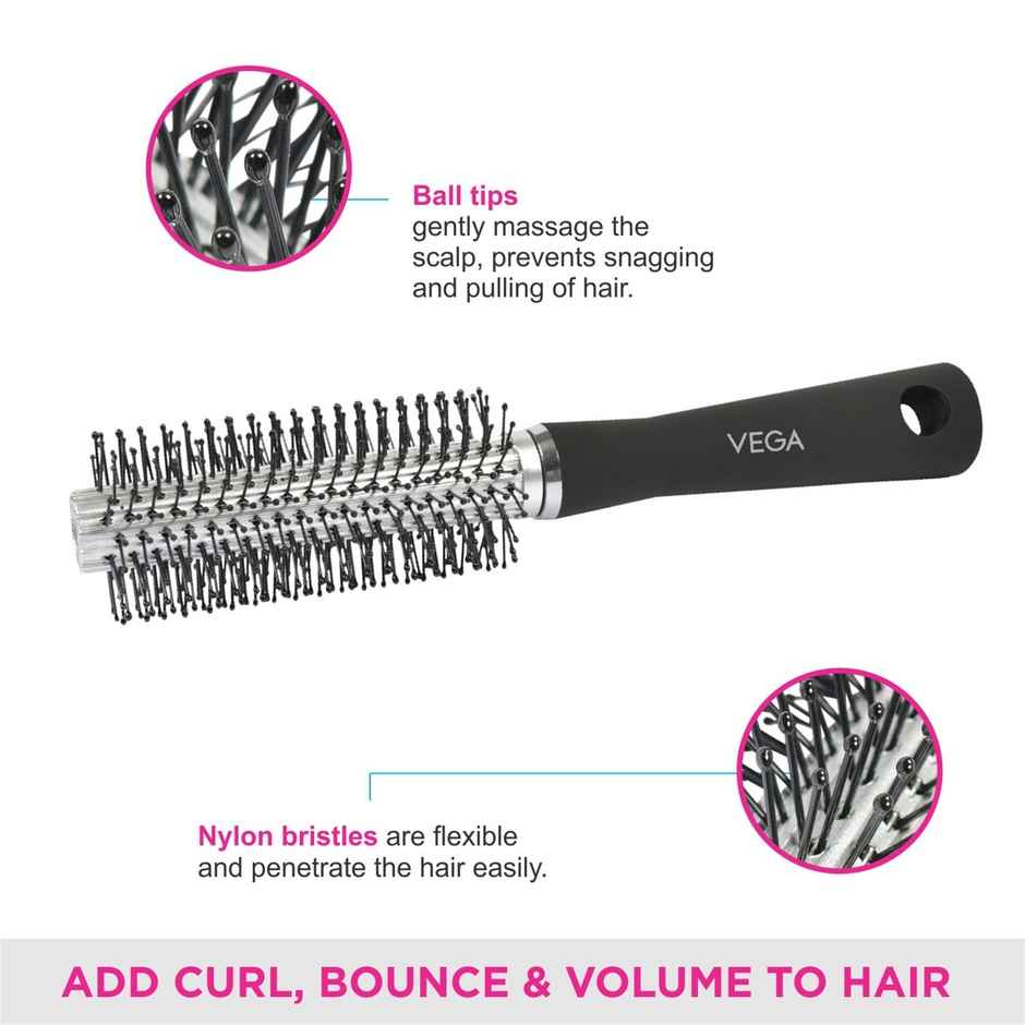 VEGA Round Hair Brush For Adding Curls | Volume & Waves In Hair| Men And Women (R10-Rb)