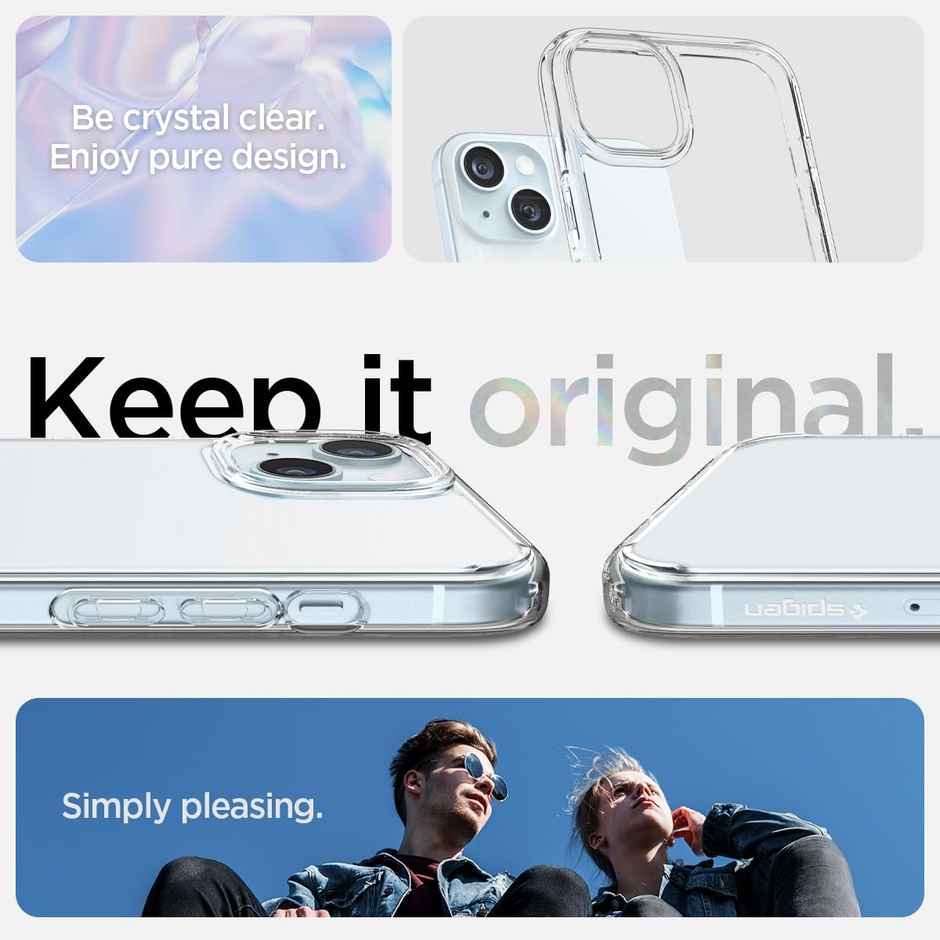 Spigen Ultra Hybrid Back Cover Case Compatible with iPhone 15 (TPU + Poly Carbonate | Crystal Clear)