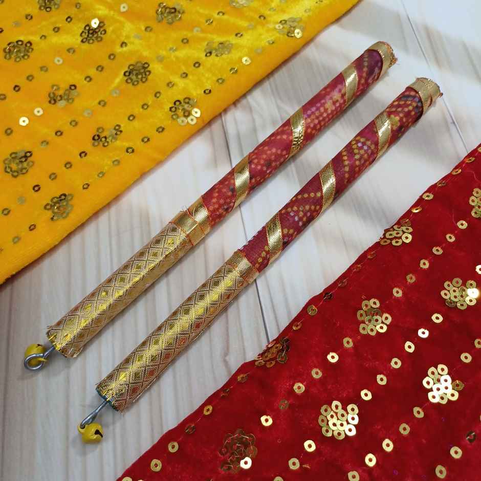 Dandiya Sticks for Kids - Gold Leheriya | Assorted | Gullak
