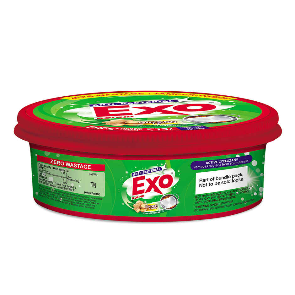 Exo Touch & Shine Round Ginger Twist Dishwash Bar | Anti Bacterial | Tub