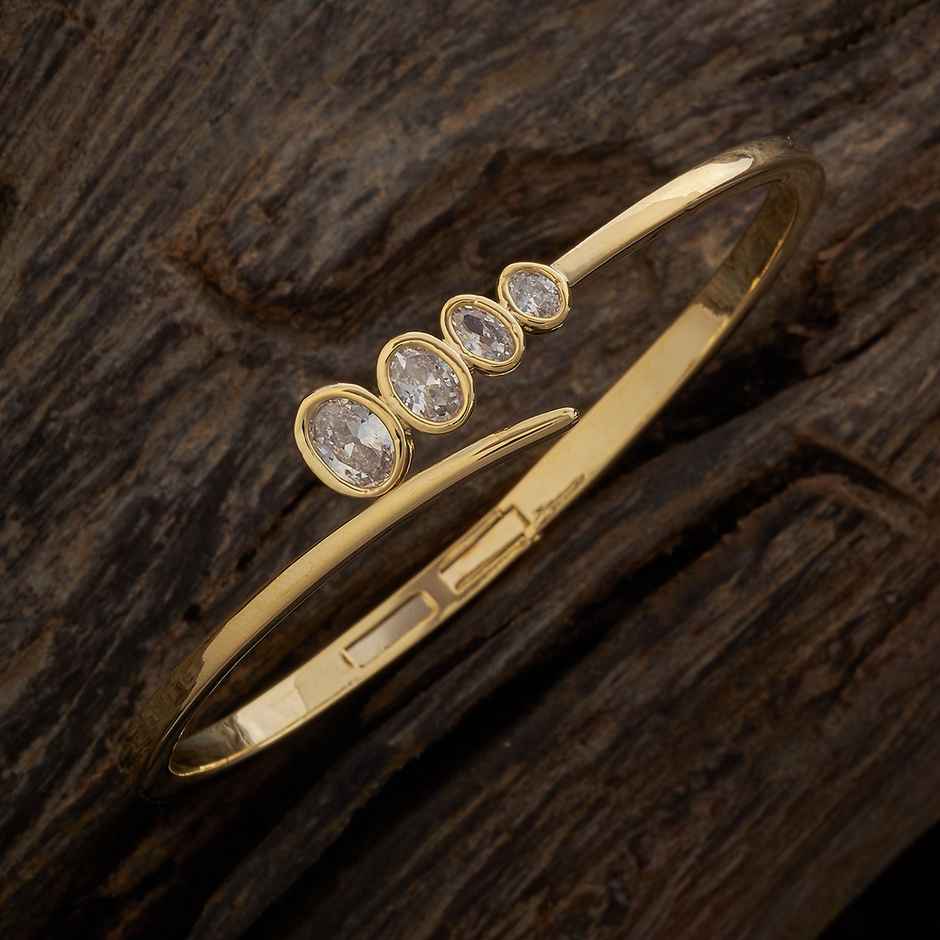 Kushal s Fashion Jewellery White Gold-Plated Party Zircon Kada | 418802