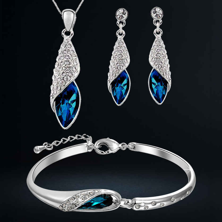 YouBella Women's Fashion Jewellery Combo of Crystal Party Wear Necklace Set with Earrings &Bracelet