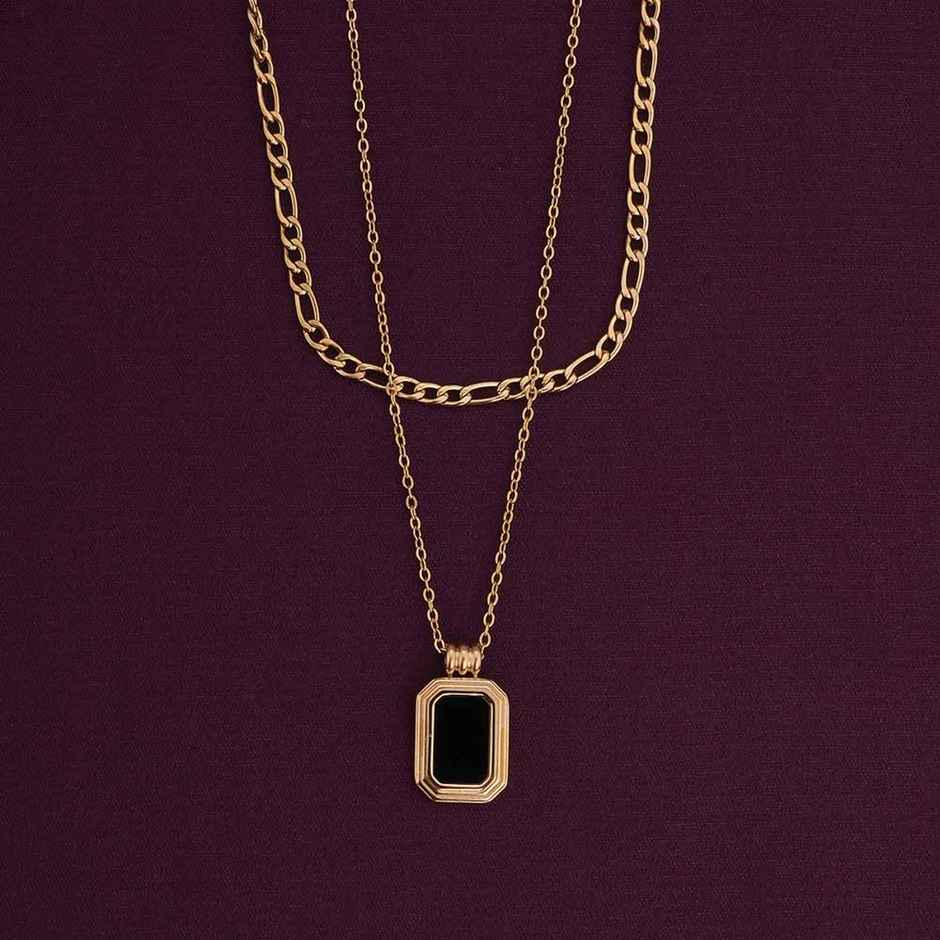Palmonas Black Onyx Two Layer Necklace for Women | Waterproof and Anti-Tarnish