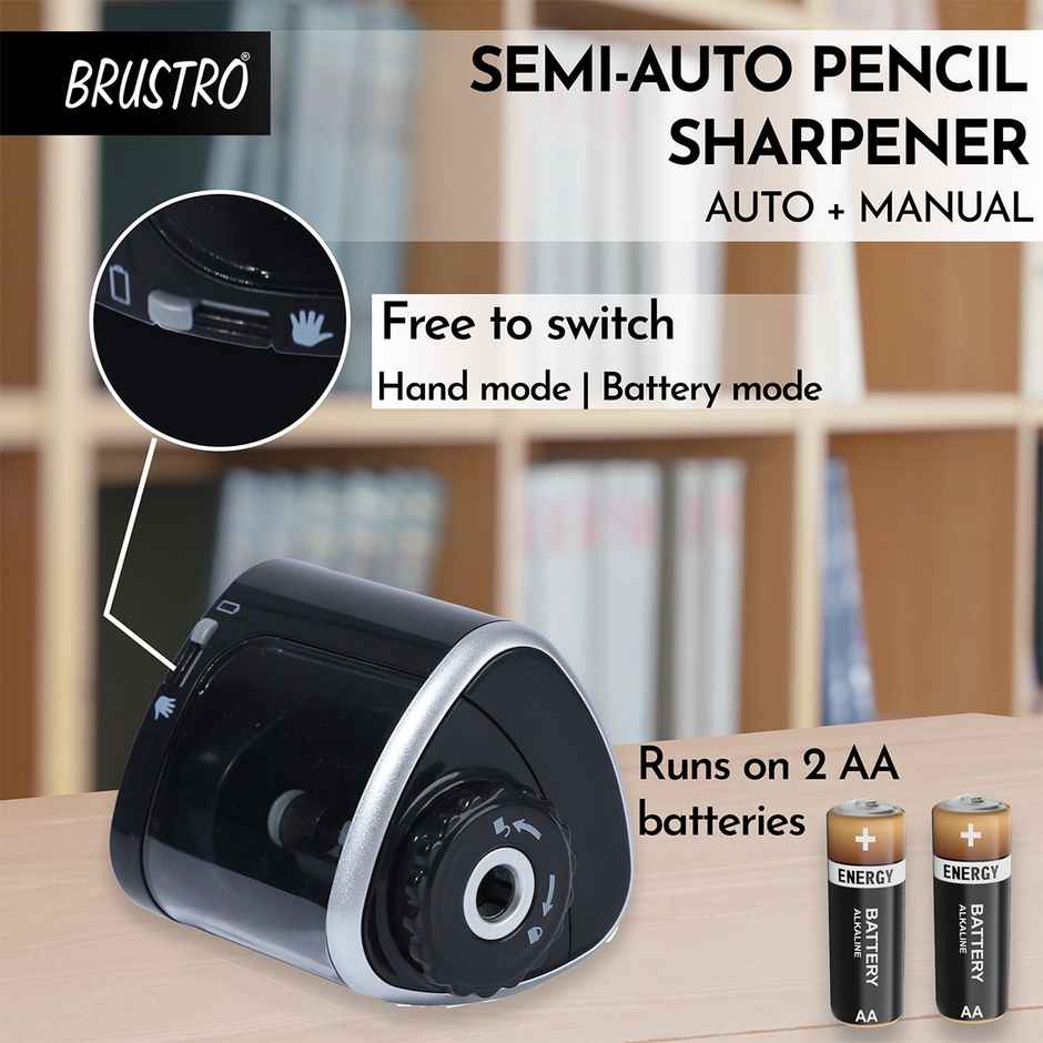 Brustro Semi Auto Pencil Sharpener | Auto + Manual