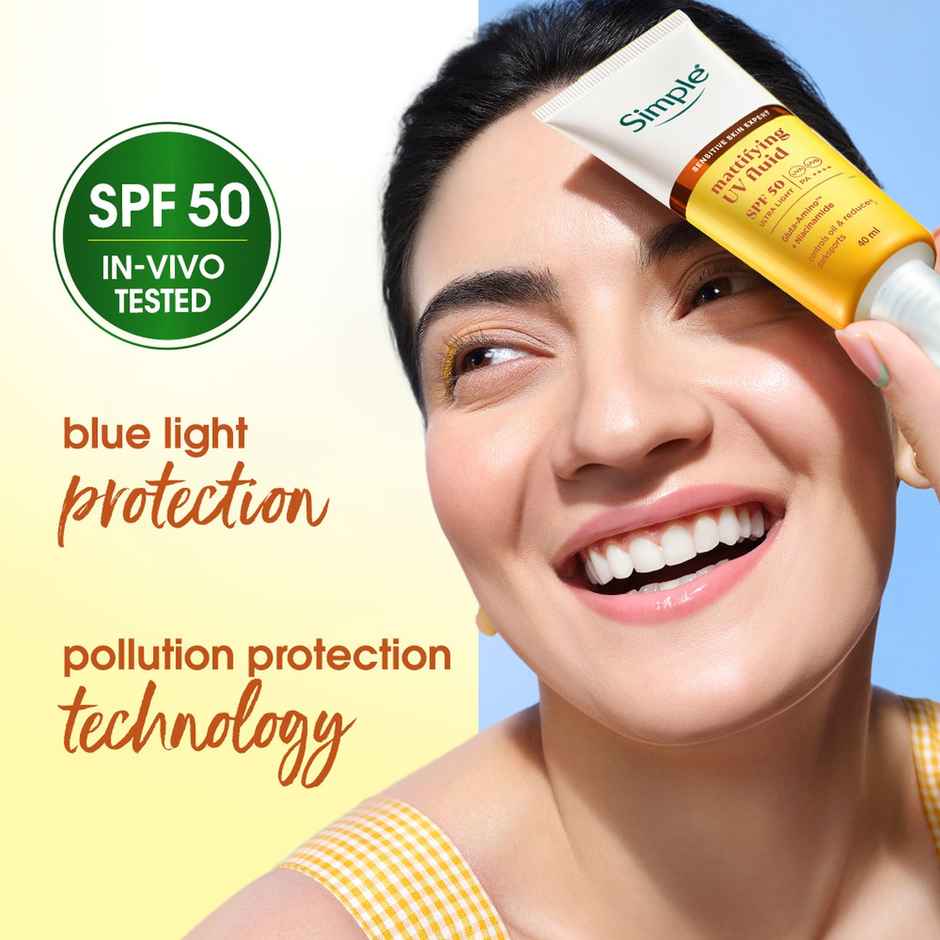 Simple Mattifying UV Fluid SPF 50 PA++++ with Niacinamide Sunscreen for Oily & Sensitive Skin