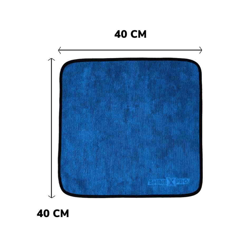 ShineXPro Microfiber Car Cleaning Cloth (Pack of 4) - Blue | 400 GSM | 40 x 40 cm