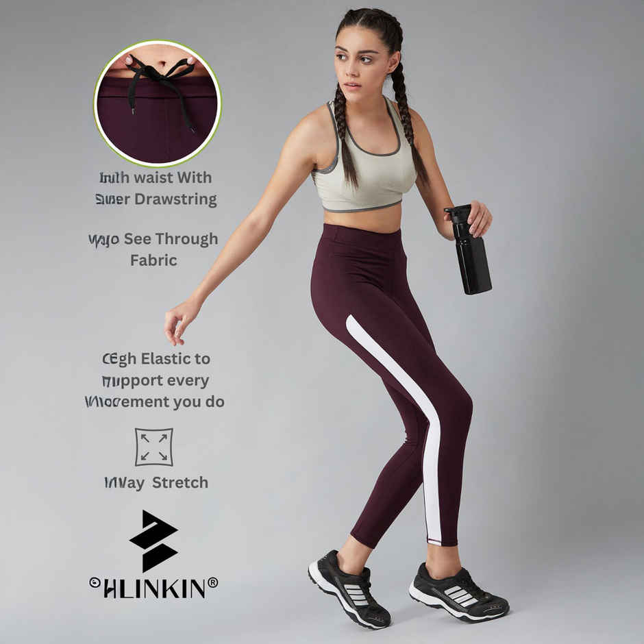 Blinkin Women's Gym Pants & Tights - Maroon | Squat Proof | Active Wear | Yoga Pants | L