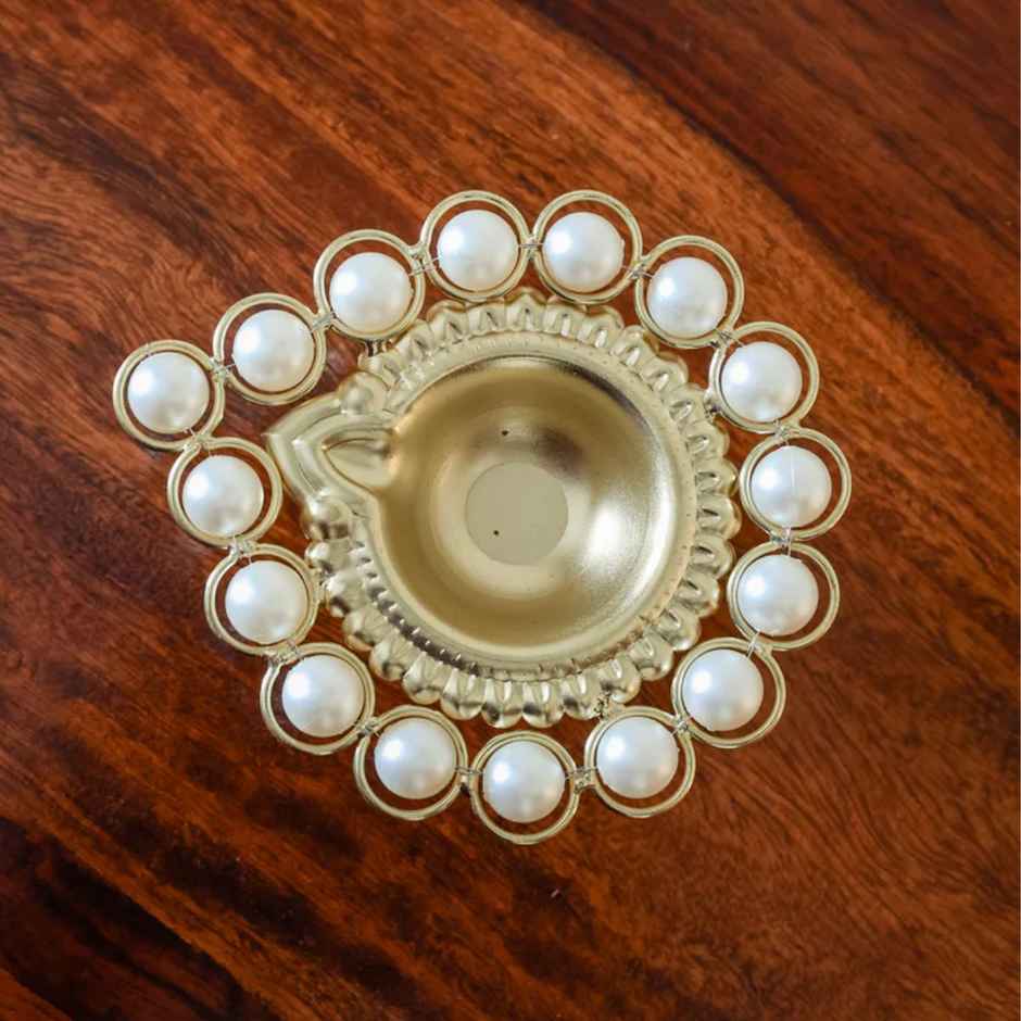 Pearl Diya for Decorations | Modern | Brass | Diya-Pooja | Urban Born