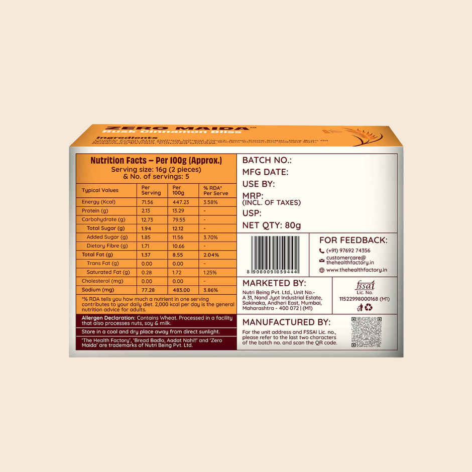 The Health Factory Cinnamon Rusk | Zero Maida