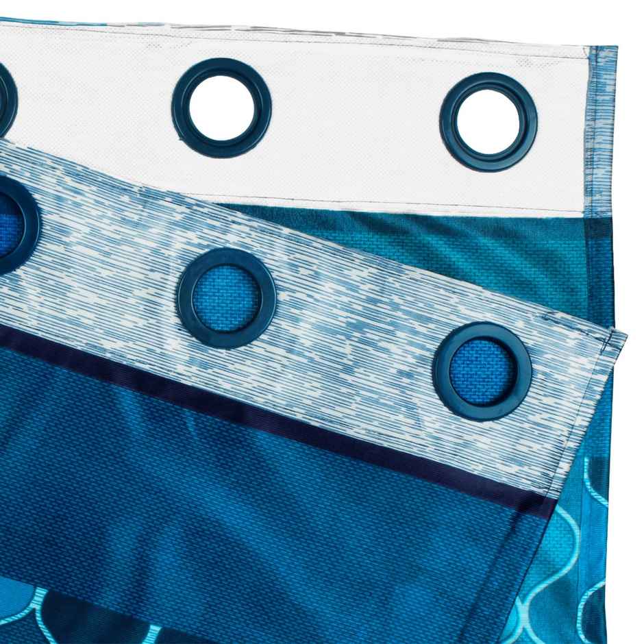 Story@Home 200 GSM Polyester Ethnic 2 Piece Window Curtain | Sky Blue & Sea Blue