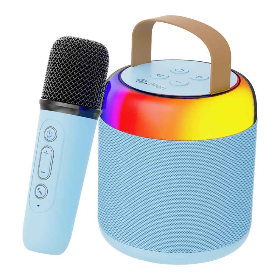 pTron Fusion Bliss 16W Bluetooth Speaker | Wireless Karaoke Mic | RGB Lights | 6hrs Playtime - Blue