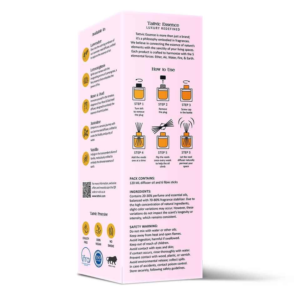 Tattvic Essence Luxury Reed Diffuser Set, Rose & Oud | Premium
