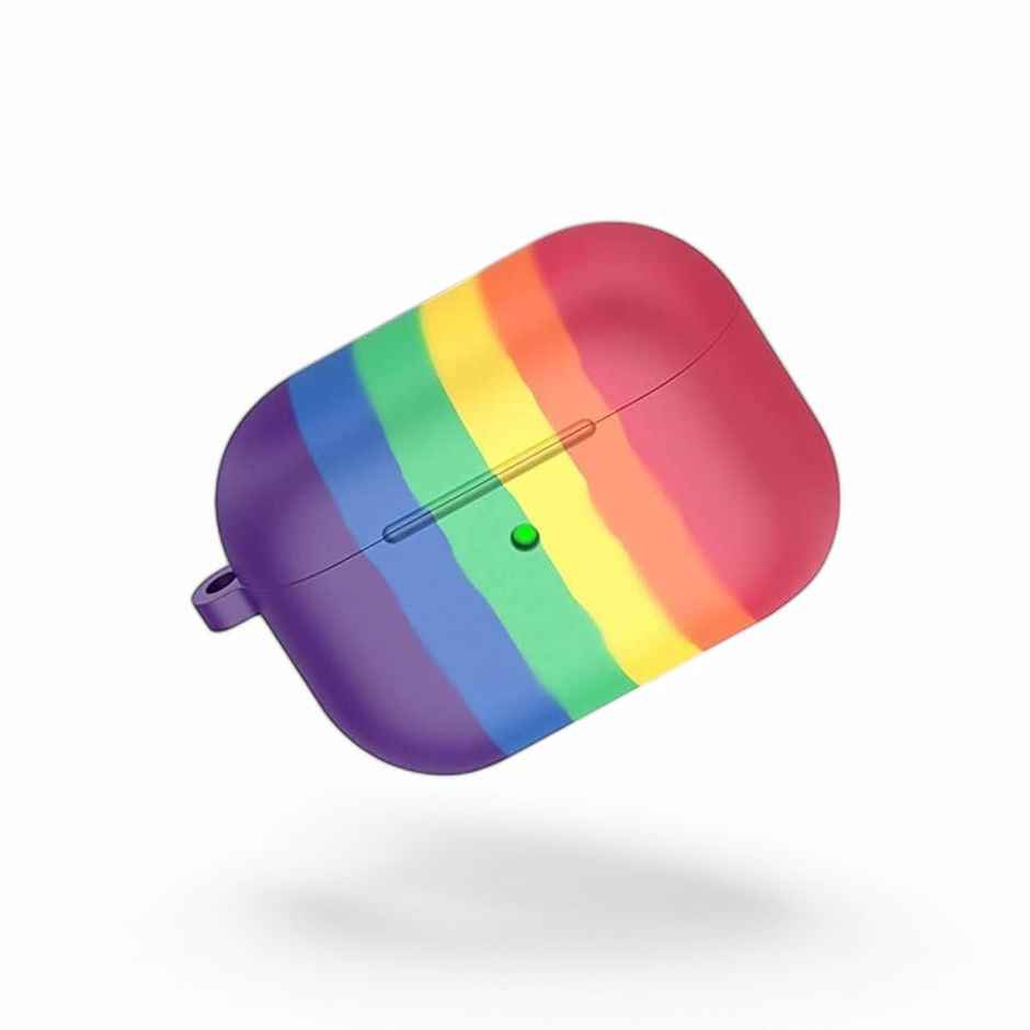 Sounce AirPods Pro Silicone Case Cover with Keychain | Supports Wireless Charging | Rainbow
