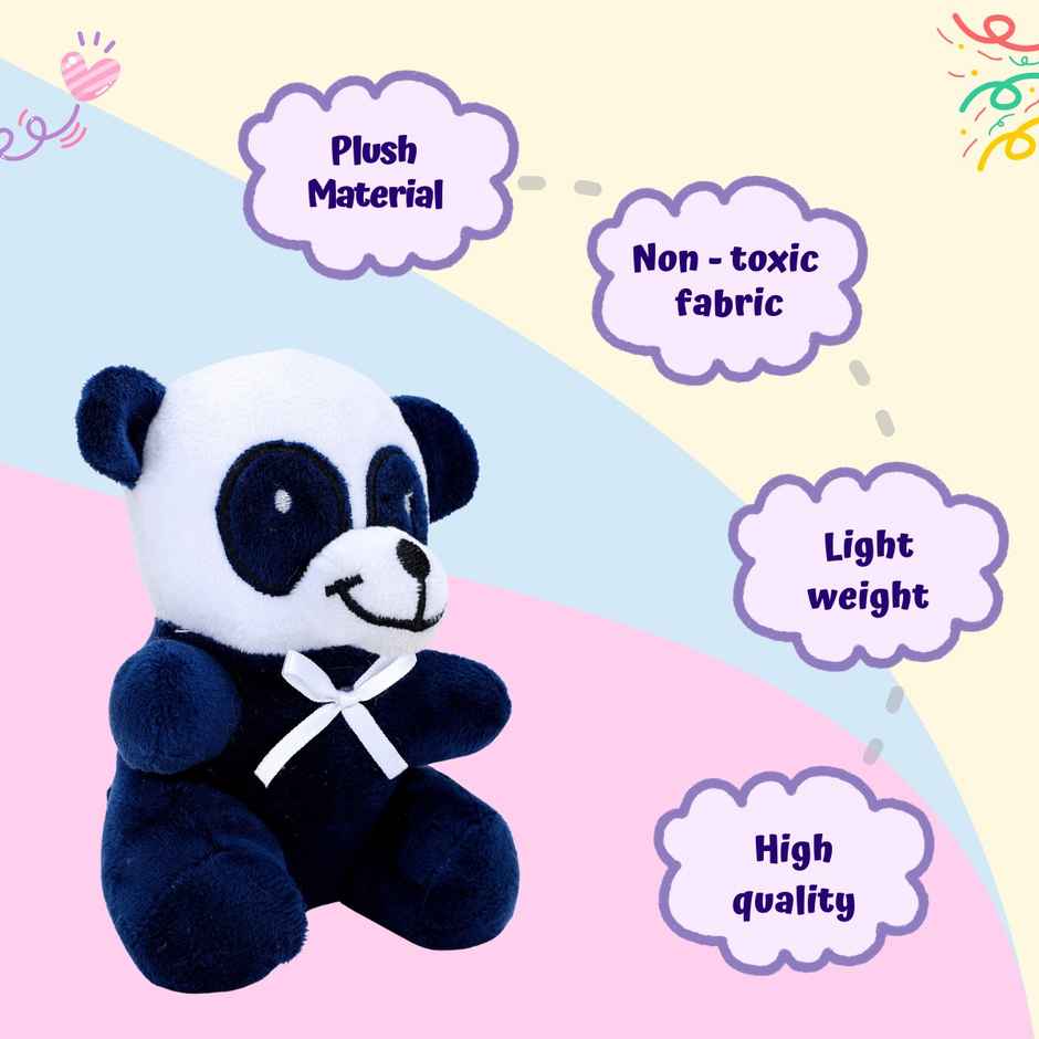 ToyTales Mini Panda Teddy Bear Soft Toy | Plushie Stuffed Animal Toys | Birthday Gift for Kids | Black | 19cm