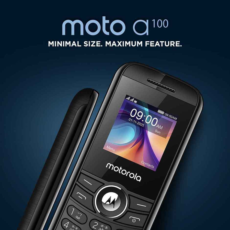 Motorola A100 Single SIM Keypad Phone | Long Lasting Battery | Loud Sound | Wireless FM | Black