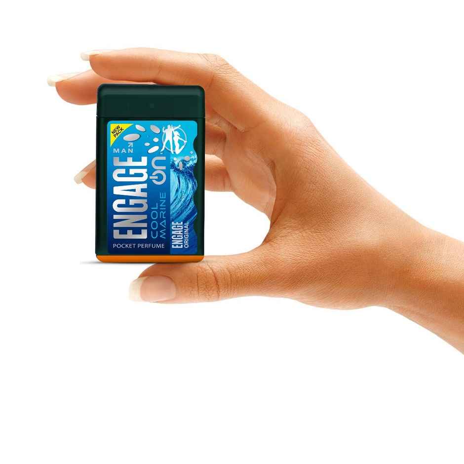 Engage On Cool Marine Pocket Perfume Men | 250 Sprays | Citrus & Musk