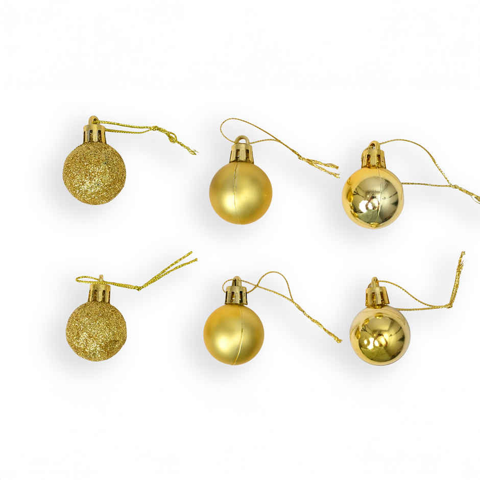Christmas Tree Hanging Golden Balls | 3 cm | Classic Tree Decor | Mad Over Print