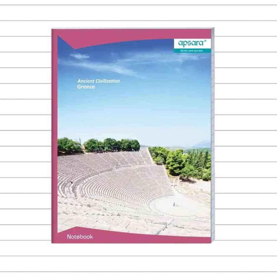 Apsara A4 Longbook Single Line Gsm 56 (29.7 x 21 cm, 140 Pages, Assorted Design)