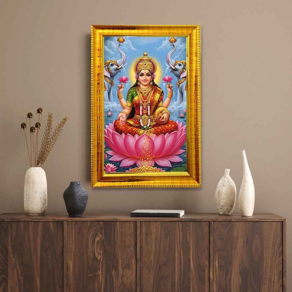 eCraftIndia Dhana Vaibhav Laxmi Devi Photo Frame | Wood | 4 x 6 inch | Ecraft