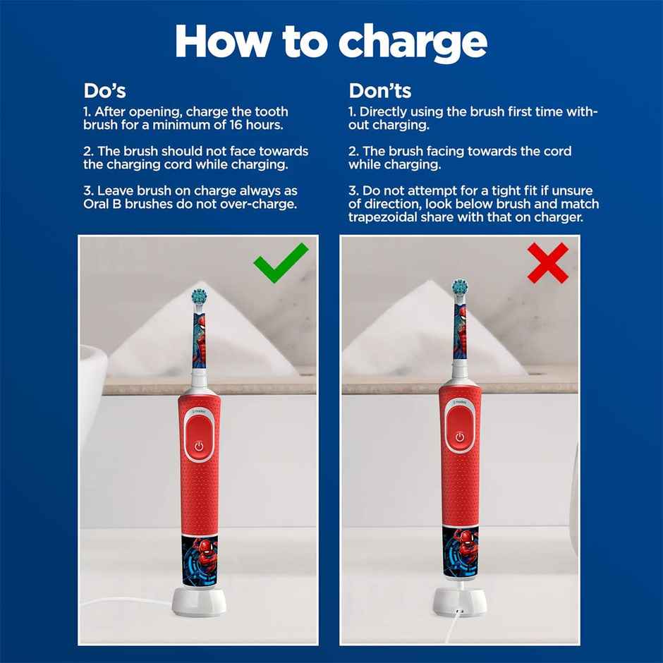Oral B Kids Spiderman Rechargeable Rotating Electric Toothbrush- (Daily & Sensitive)