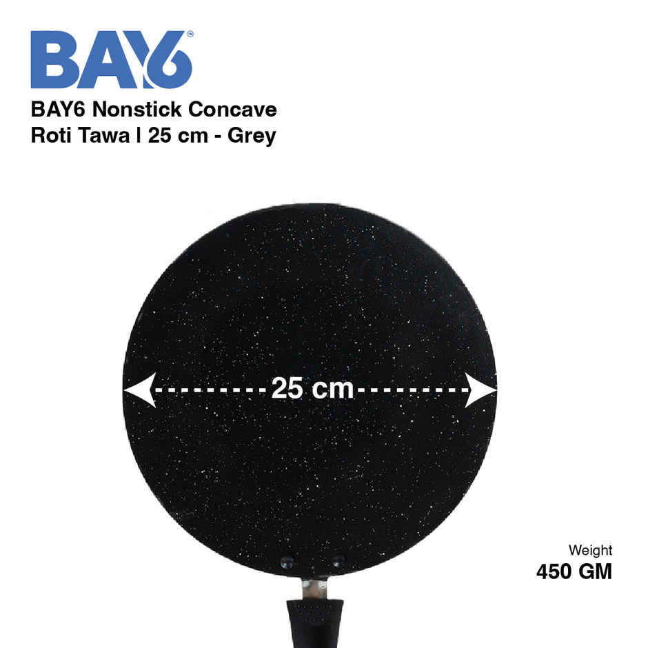 BAY6 Nonstick Concave Roti Tawa | 25 cm - Grey