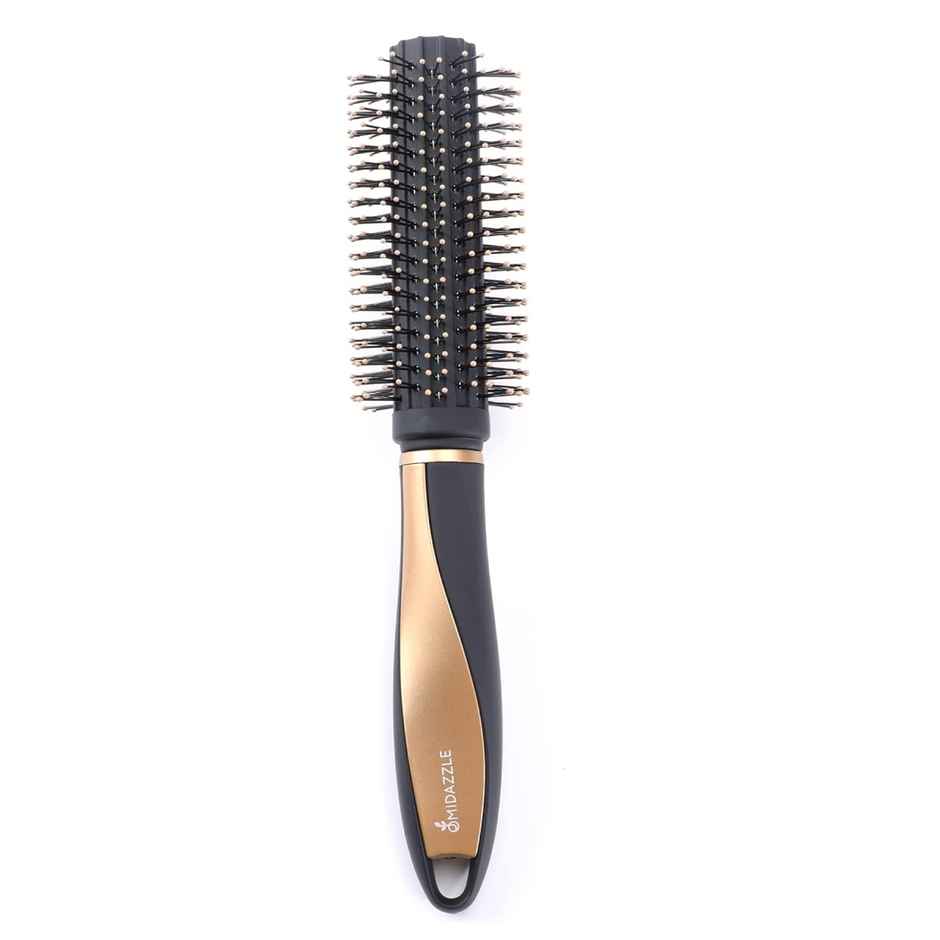 Midazzle Premium Round Black And Gold Hair Brush |MIHB0008