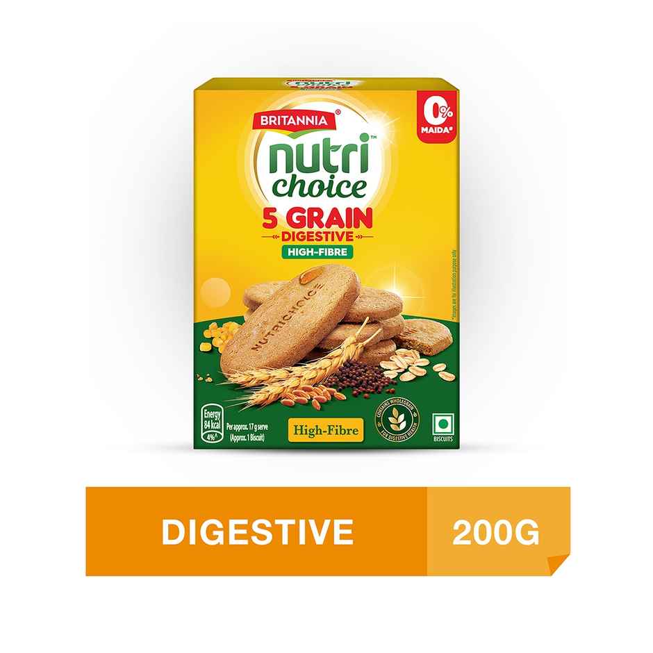 Britannia 5 Grain High-Fibre Biscuits Multigrain Digestive Biscuits | Maida-Free And Trans Fat-Free