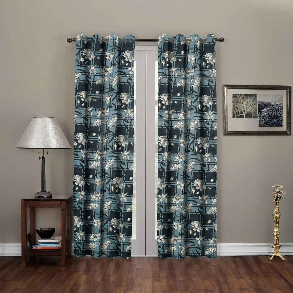 BAY6 Microfiber Cotton Door Curtains | Set of 2 | 7x4 ft | Black