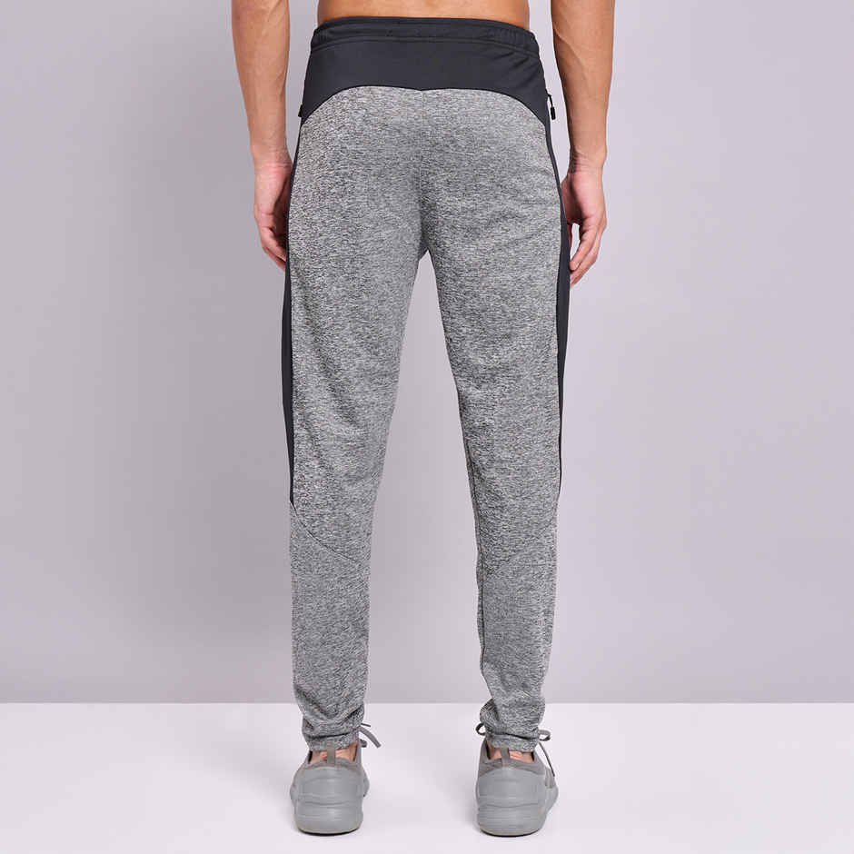 Technosport Men Poly Melange Slim Fit Sports Trackpants with TECHNO DRY | Black Melange | XXL