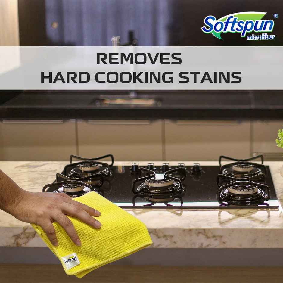 Softspun Microfiber Dish/Glass Cloths | 400 GSM, 40x40cm, 2Pc, Multicolor | Assorted