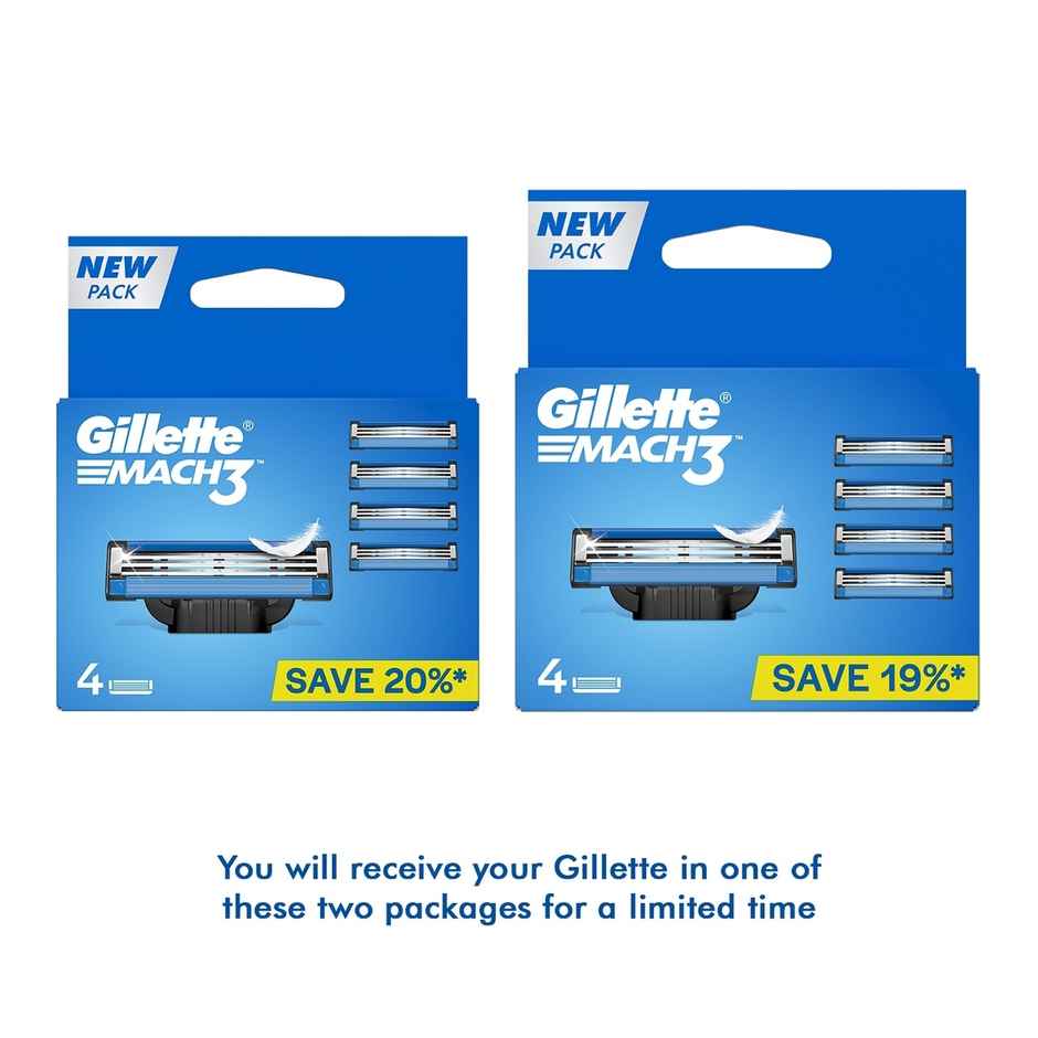 Gillette Mach 3 Mens Shaving Razor Blades For Men (4 Cartridges)