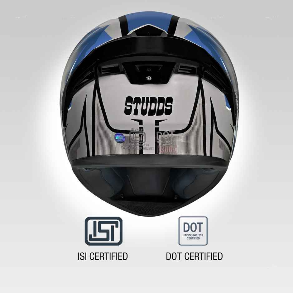 Studds Thunder D9 Flash Full Face Helmet with Spoiler |Grey - XL