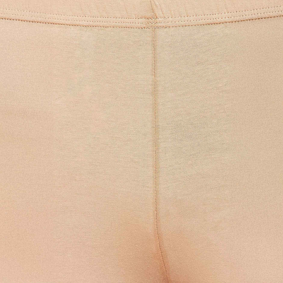 Clovia Cotton Mid Waist Cycling Shorts With Inner Elastic | Nude | M