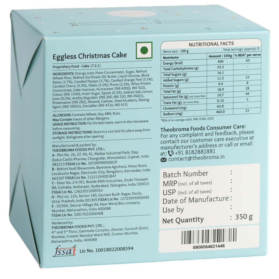 Theobroma Christmas Plum Cake | Eggless/Veg