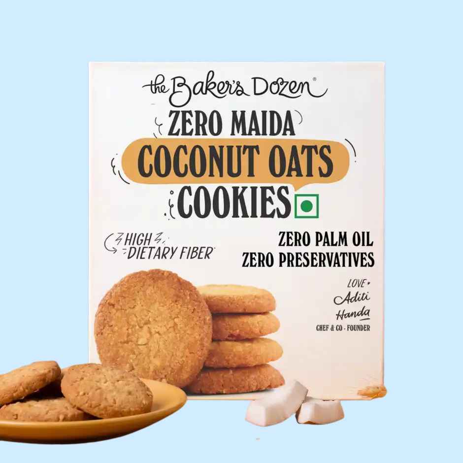 The Baker's Dozen Zero Maida Coconut Oats Cookies | 24% Coconut & Oats | Healthy Cookies