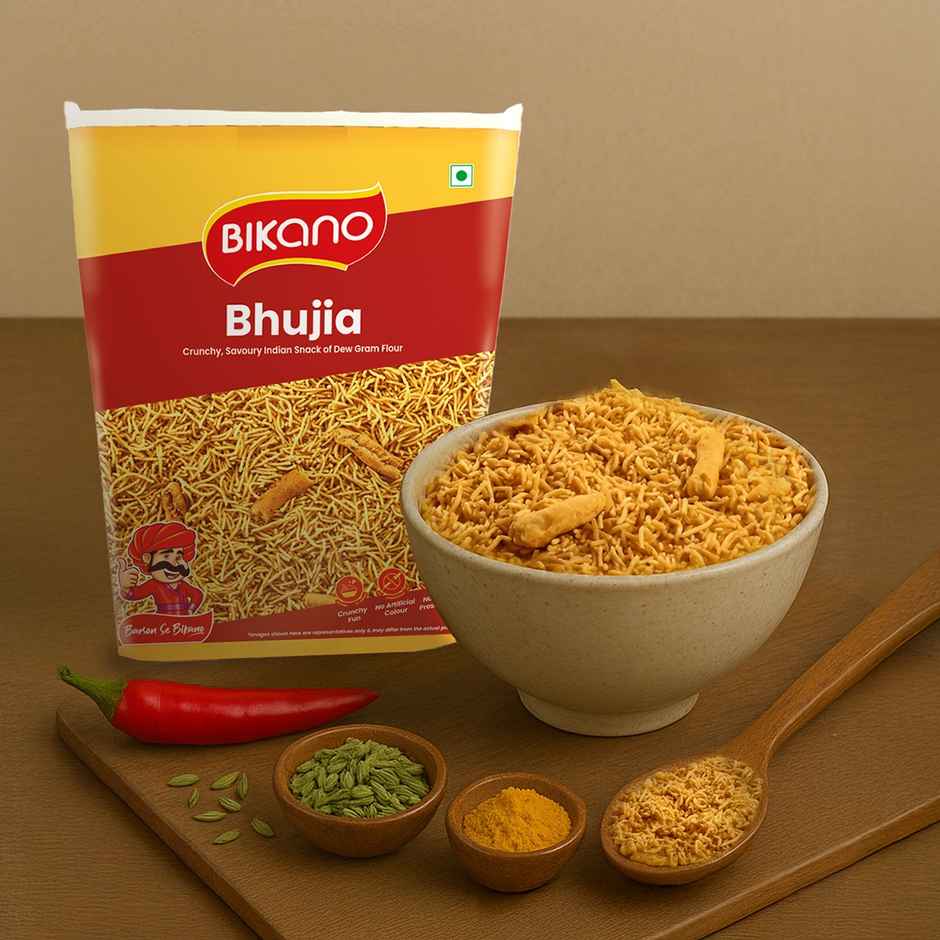 Bikano Bhujia Spicy & Crispy Namkeen | Made with Husked Dew Moth Bean Flour & Chickpea Flour