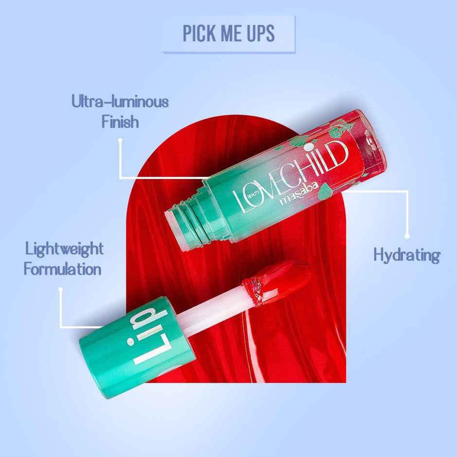 LoveChild Masaba Lip Gloss Gelato Tinted Lip Oil | Pink | Raspberry Rose | Hydrating & Nourishing