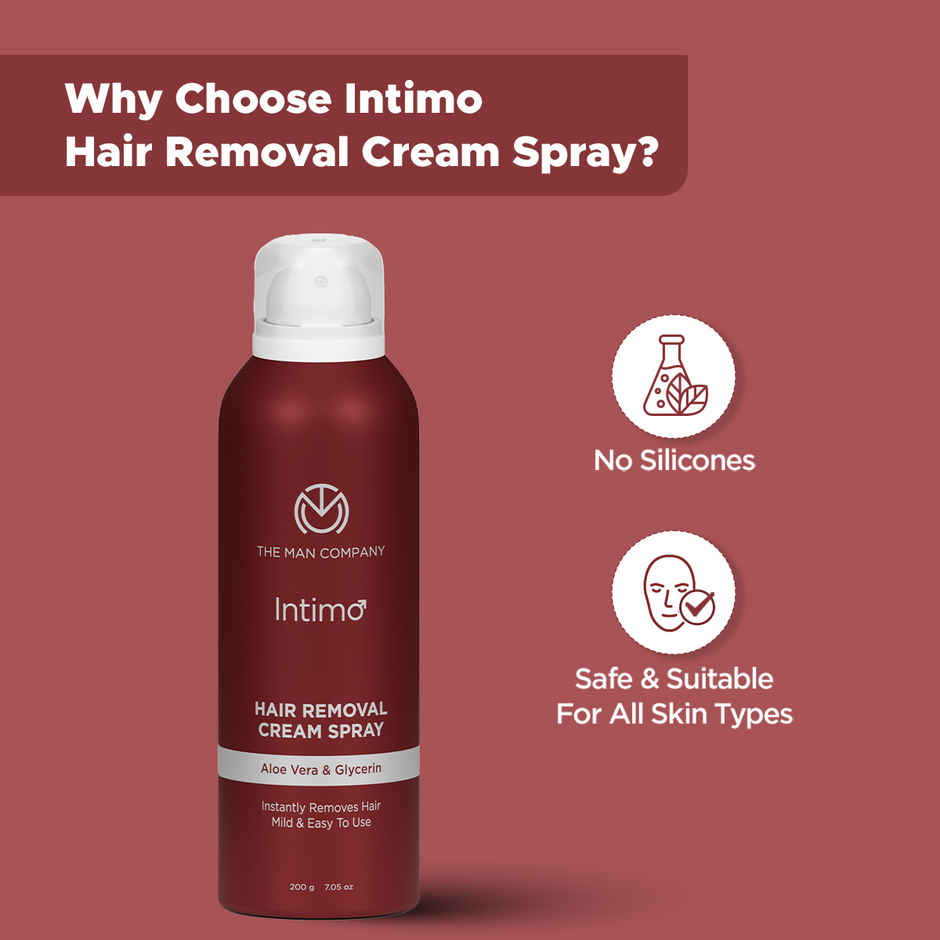 The Man Company Intimo Hair Removal Spray cream Spray (200 gm) I Contains aloevera & glycerin I for Men & Women |mild & easy to use
