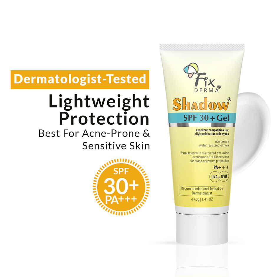 Fixderma Shadow Sunscreen SPF 30+ PA+++ Gel, Light Weight For Oily & Acne Prone Skin