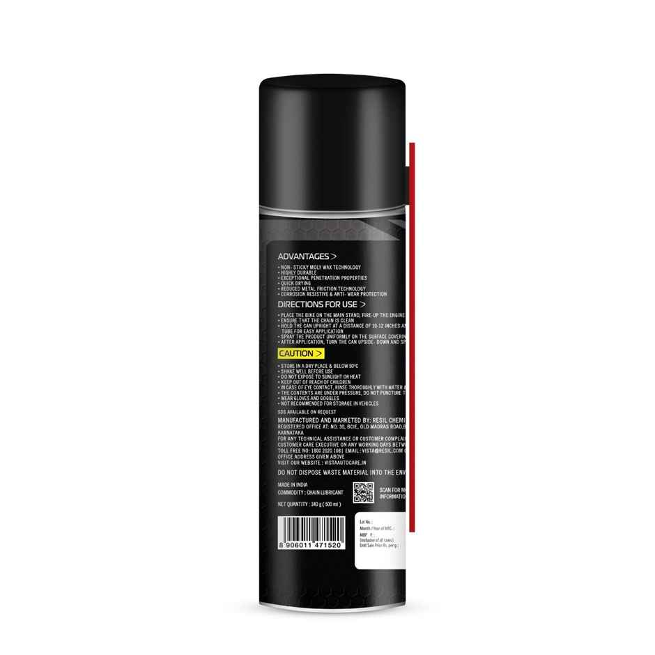 Vista Auto Care Chain Lube Spray | High-Performance Lubrication| Reduces Friction & Wear
