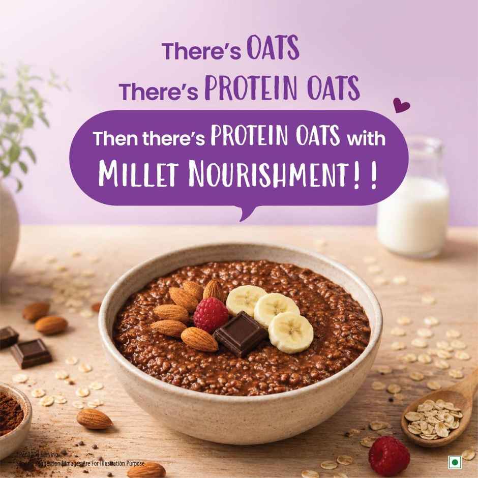 Tata Soulfull No Cook Millet Hi Protein Oats Dark Cocoa & Almond, 25g Plant Protein, High Fibre