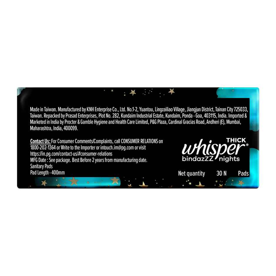 Whisper Bindazzz Nights Sanitary Pads | 3XL | 30 pcs