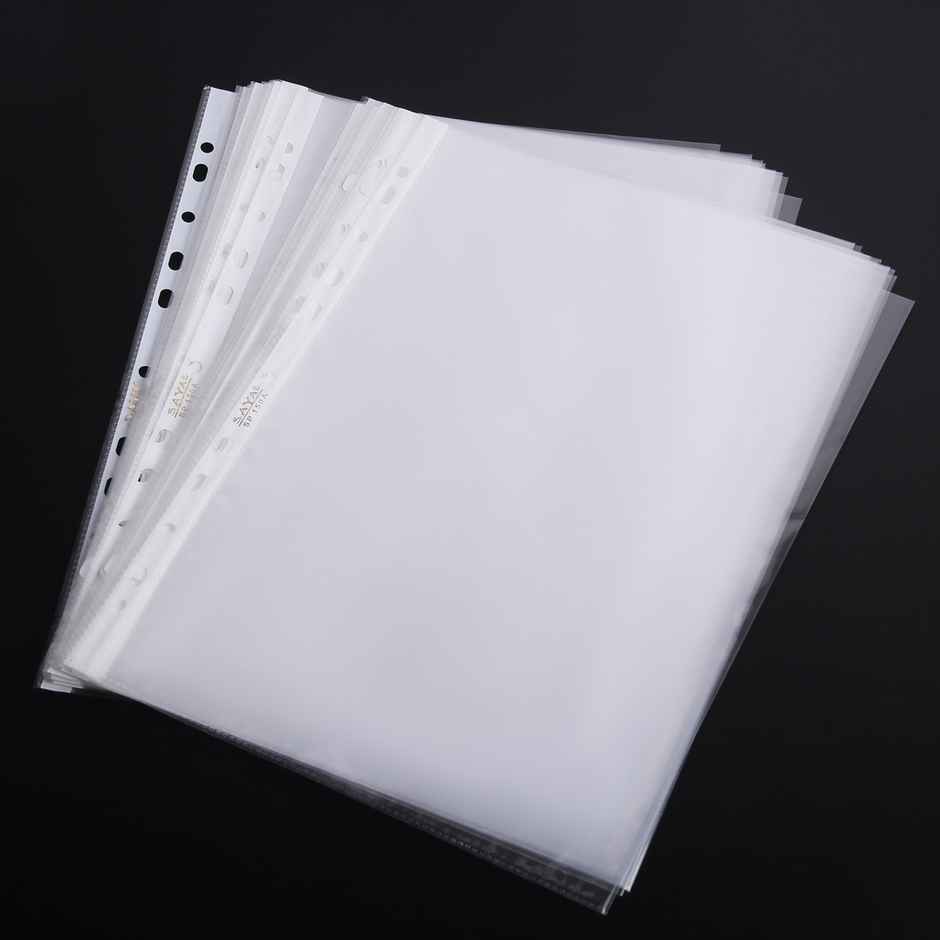 Saya A4 Transparent Sheet Protectors - 50 count sheets pack, Hole Punched