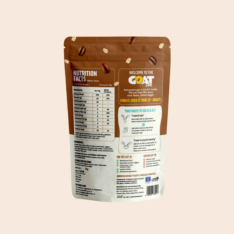 GOAT Life Mocha Marvel High-Protein Overnight Oats