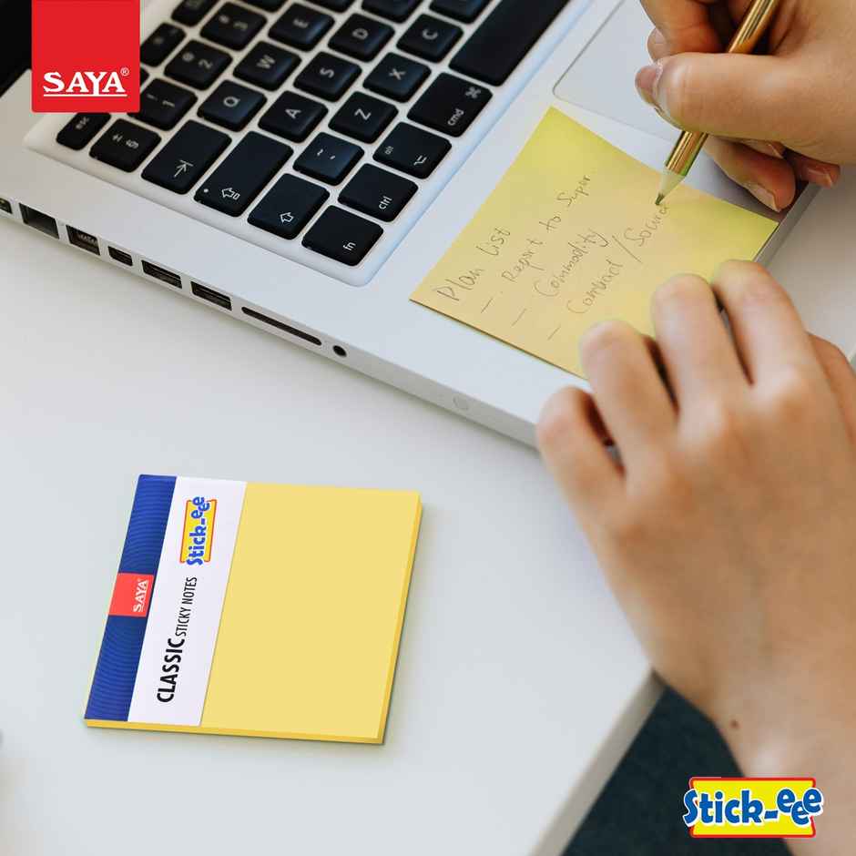 Saya Sticky Notes 3 x 3 inch | 100 Sheets Self-Adhesive Memo Notes for Office & Study