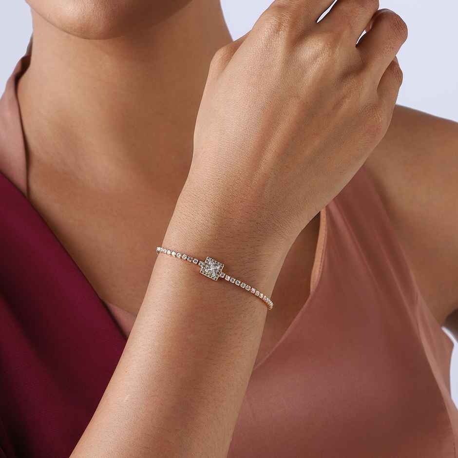 Kushal s Fashion Jewellery White Gold-Plated Party Zircon Bracelet | 438986